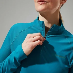 Women's 24/7 Half Zip Long Sleeve Tech Tee - Turquoise^Berghaus New