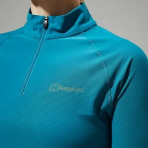 Women's 24/7 Half Zip Long Sleeve Tech Tee - Turquoise^Berghaus New