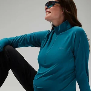 Women's 24/7 Half Zip Maternity Long Sleeve Tech Tee - Turquoise^Berghaus Discount