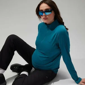 Women's 24/7 Half Zip Maternity Long Sleeve Tech Tee - Turquoise^Berghaus Discount