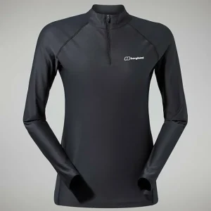 Women's 24/7 Tech Tee Long Sleeve Half Zip - Black^Berghaus Clearance