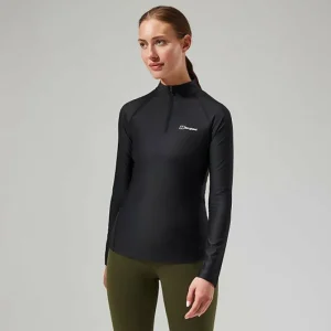 Women's 24/7 Tech Tee Long Sleeve Half Zip - Black^Berghaus Clearance