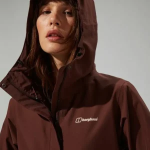 Women's Omeara Long Waterproof Jacket - Brown^Berghaus Clearance