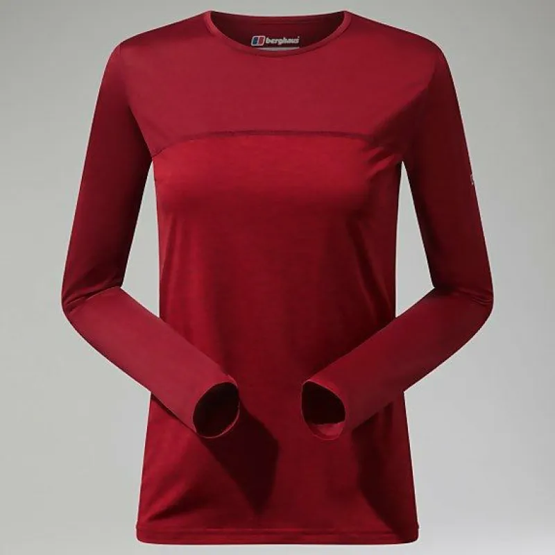 womens_voyager_tech_tee_l_1.webp Women's Voyager Tech Tee Long Sleeve Crew -Red^Berghaus Store