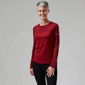 Women's Voyager Tech Tee Long Sleeve Crew -Red^Berghaus Store