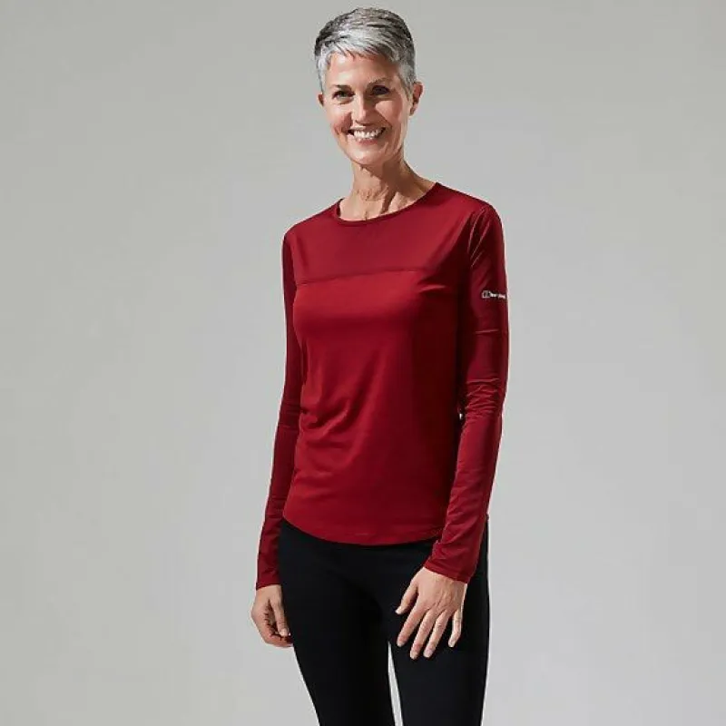 womens_voyager_tech_tee_l_10.webp Women's Voyager Tech Tee Long Sleeve Crew -Red^Berghaus Store