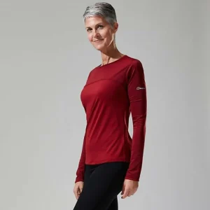 Women's Voyager Tech Tee Long Sleeve Crew -Red^Berghaus Store